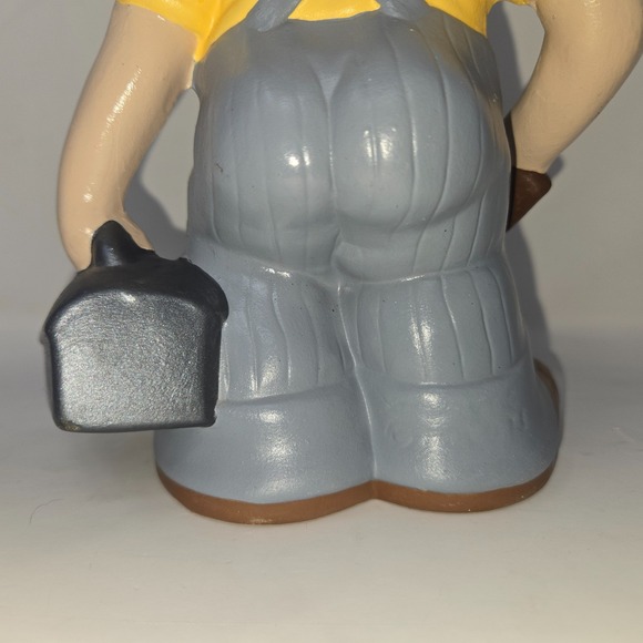 Vintage Atlantic Mold Smiley Boy Carpenter Handyman Plumber Vintage Blue Yellow - Picture 5 of 16